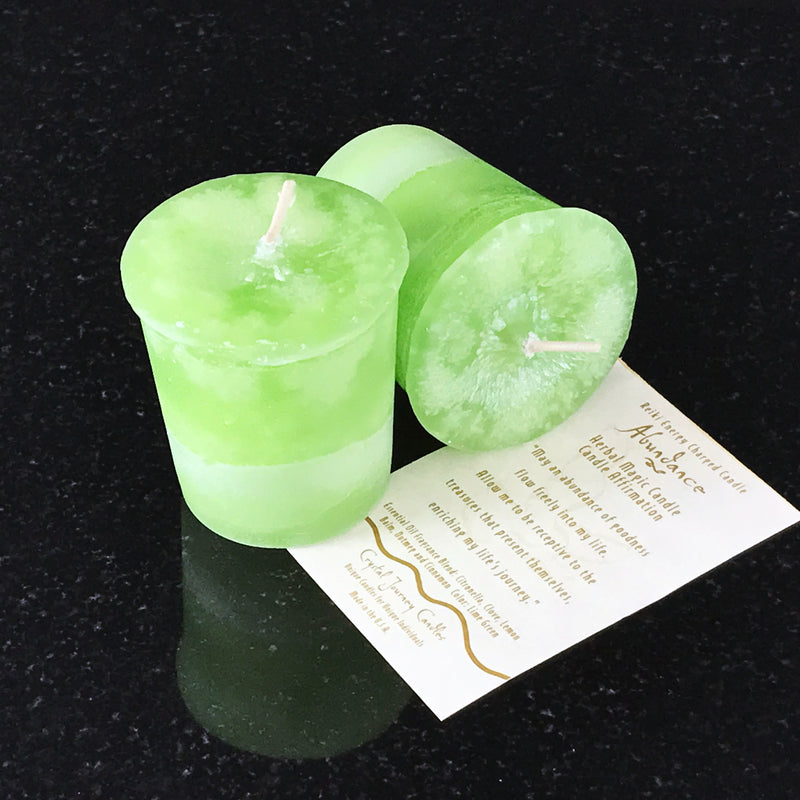 Reiki Charged Abundance Votive Candle By Crystal Journey Candle Company - Sabbat Box