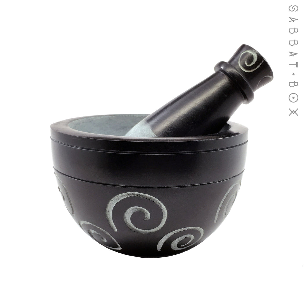 Black Spiral Mortar and Pestle - 4.0 inch