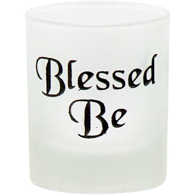 Blessed Be Votive Candle Holder On Frosted Glass
