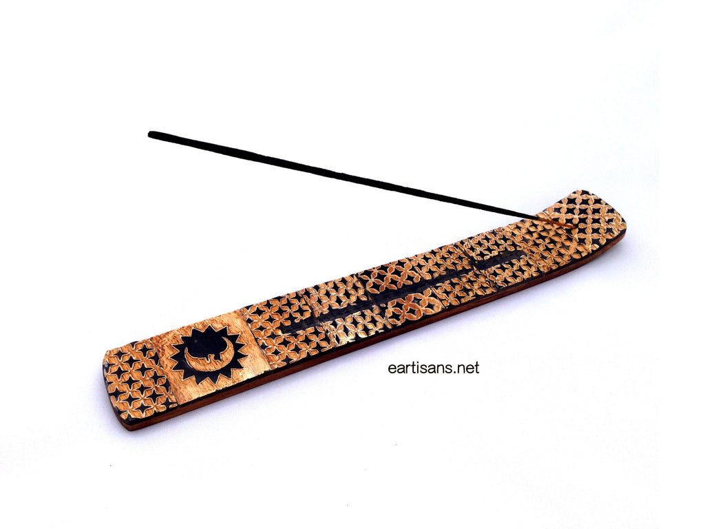 Horn and Wood Hand Carved Celestial Stick Incense Holder