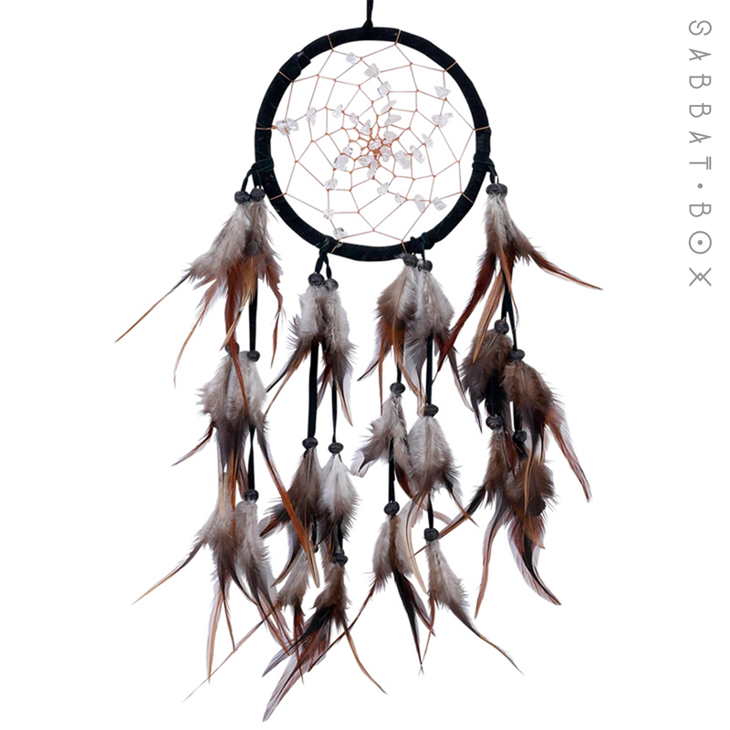 Hand Crafted Spiral Dreamcatcher With Quartz Crystals