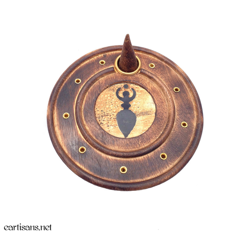 Round Goddess Stick and Cone Incense Burner Plate