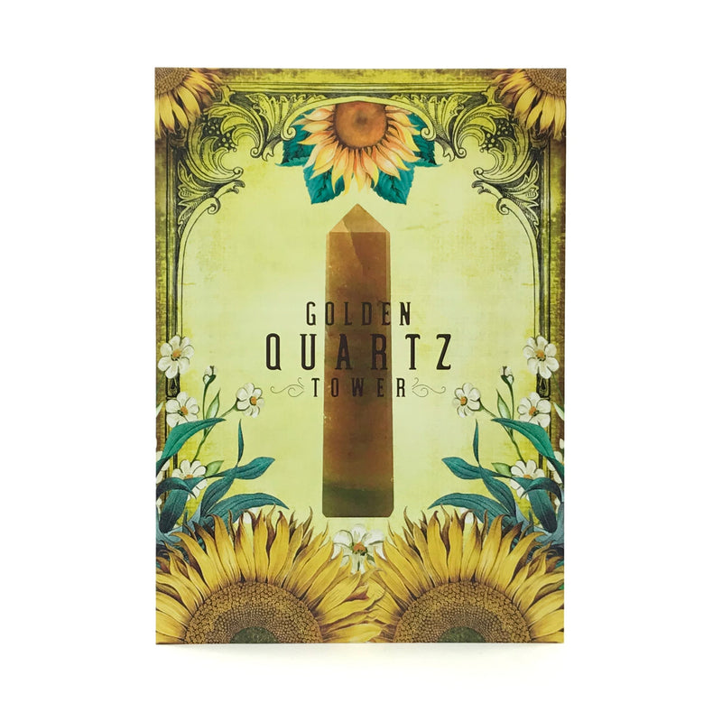 Golden Quartz Crystal Tower Set w/Info Card and Bag - SABBAT BOX