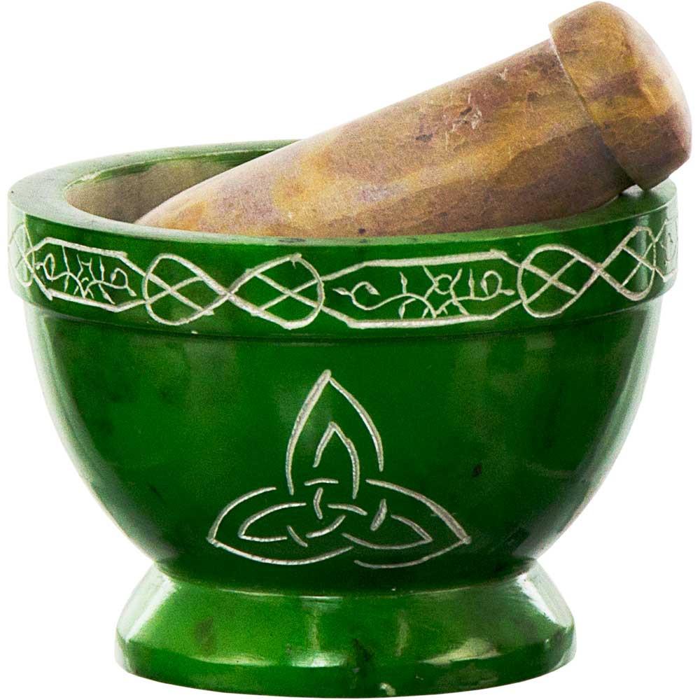 Green Triquetra Mortar & Pestle