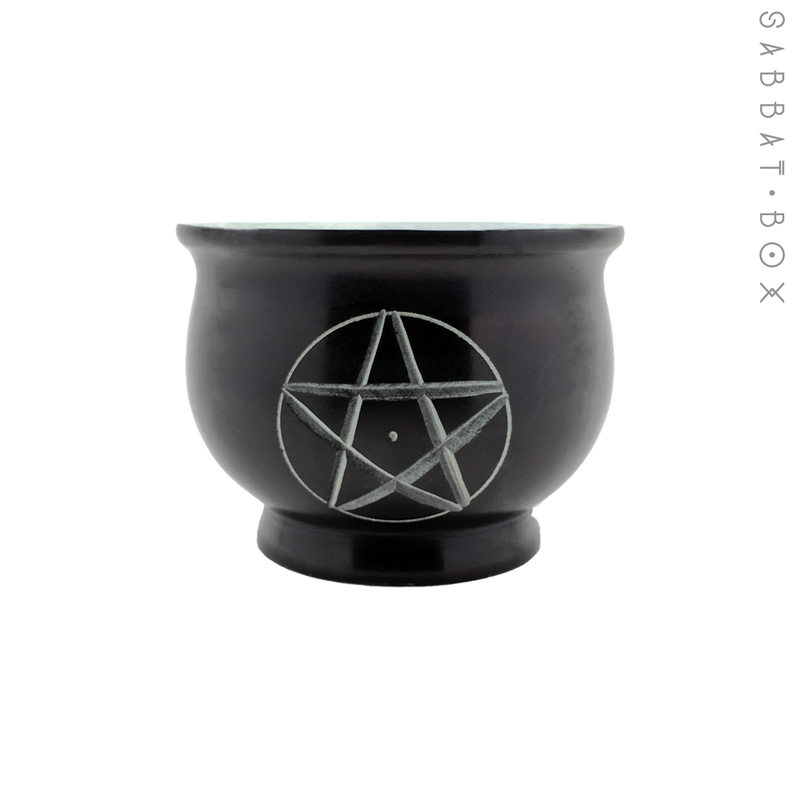 Black Pentacle Soapstone Mortar and Pestle - 4.0 inch