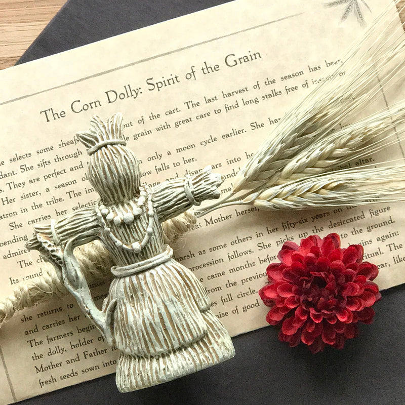 Corn Dolly Statue With Info Parchment - Sabbat Box