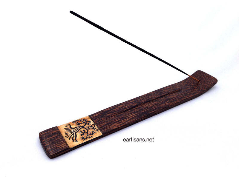Hand Carved Tree Of Life Coconut Wood Stick Incense Holder