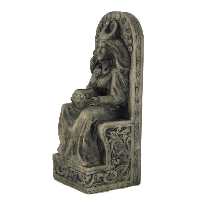 Wiccan Moon Goddess Statue - With Moon Phases - Stone Finish