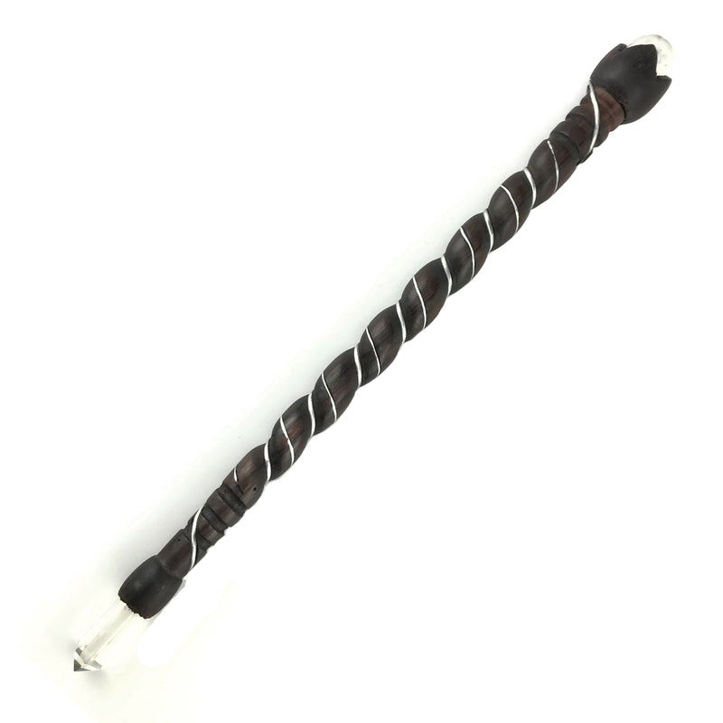 Witches Rosewood Wand With Quartz Point and Ball - Sabbat Box