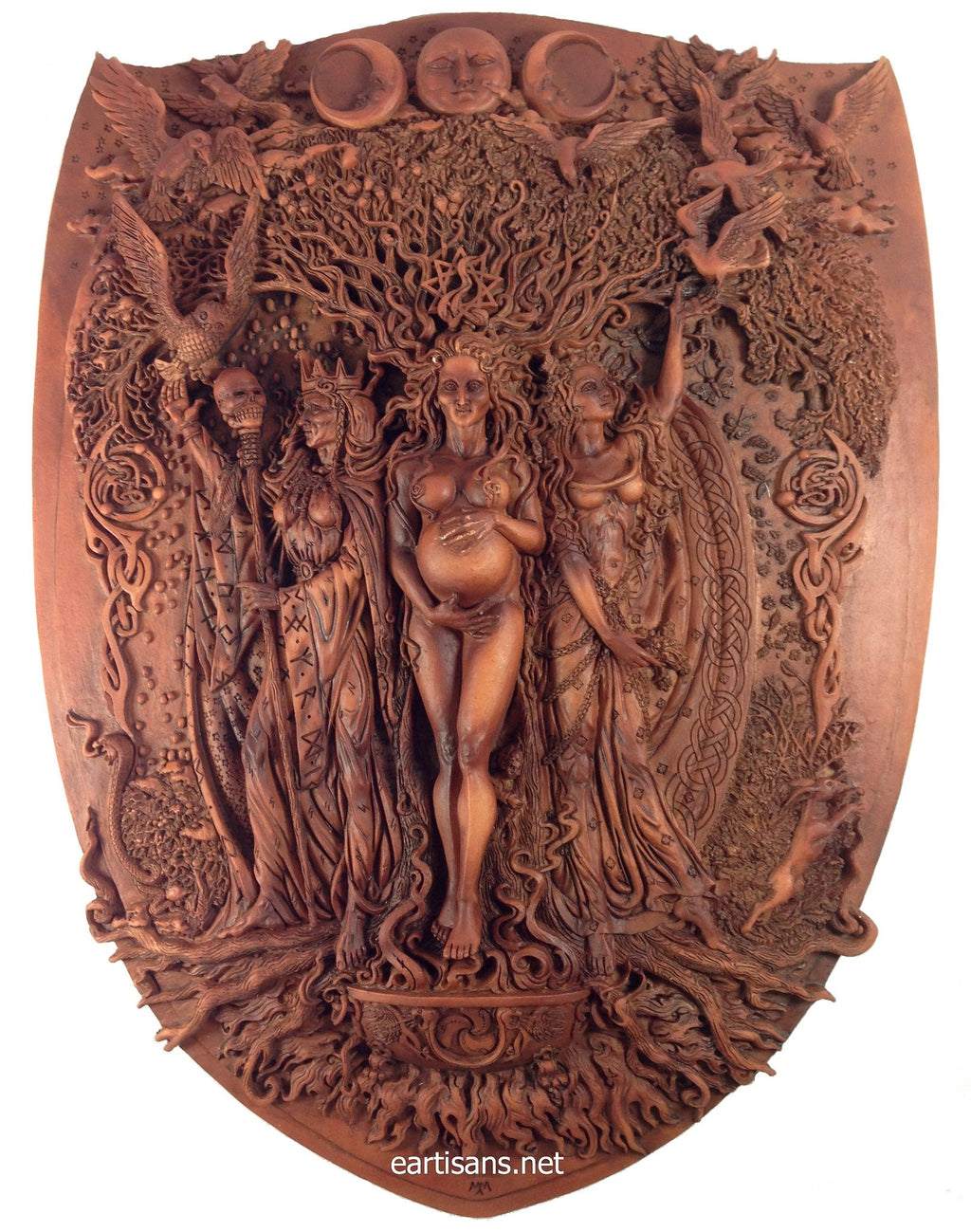 Triple Goddess Wall Plaque Wood Finish