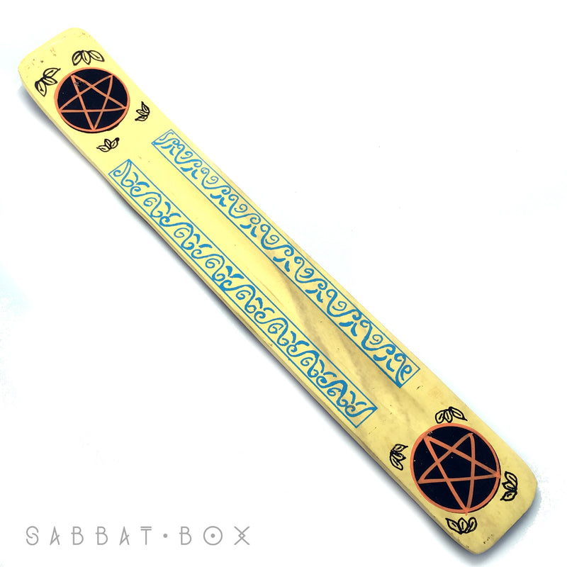 Yellow Hand Painted Pentacle Stick Incense Ash Catcher