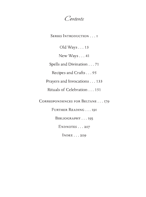 Beltane Book Table of Contents
