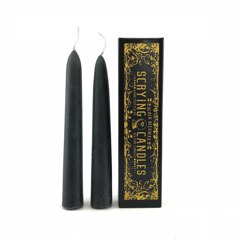 Hand Poured Pure Black Beeswax Spell Candle Set by Beesom Candles 6.0" - Sabbat Box