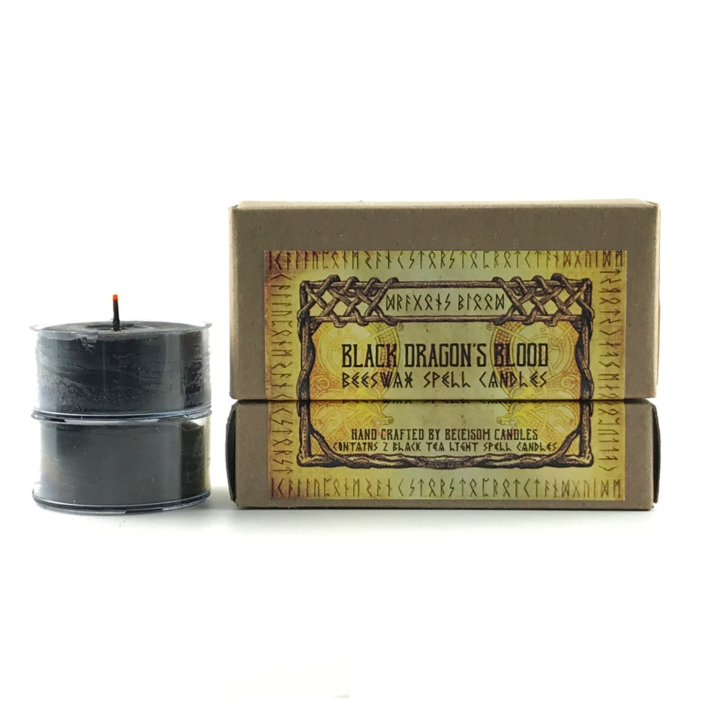 Dragon's Blood Black Beeswax Tealight Spell Candles - 2 pack - Sabbat Box