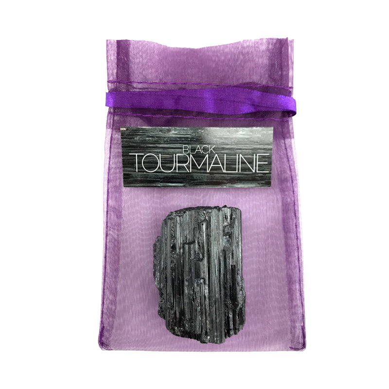 Black Tourmaline Crystal Set With Info Card and Bag - By Sabbat Box