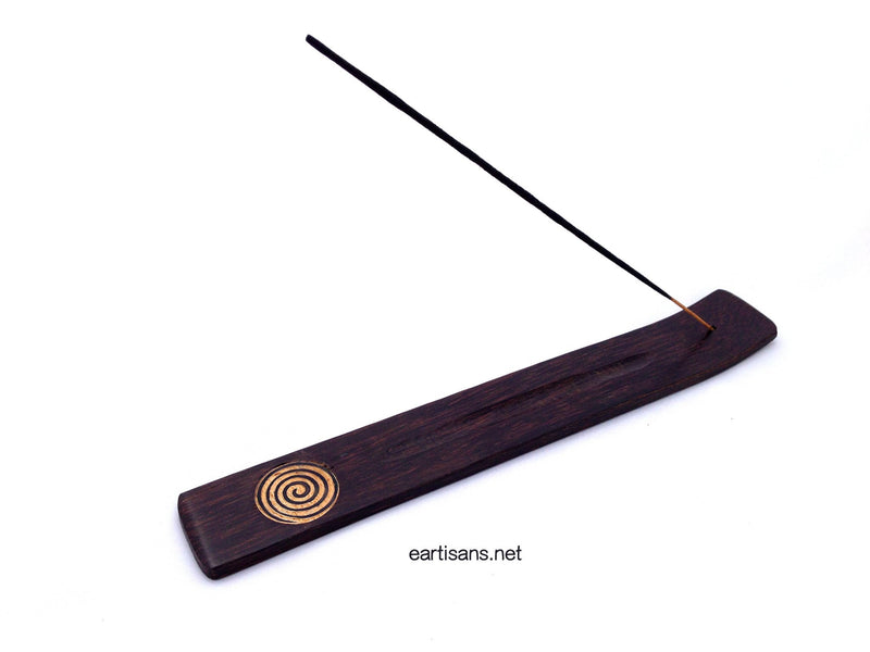 Hand Carved Spiral Coconut Wood Stick Incense Holder