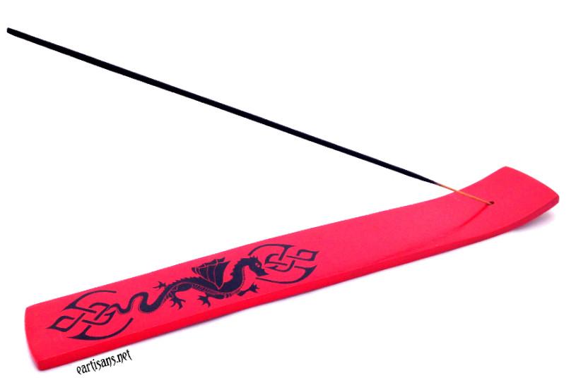 Red Dragon Stick Incense Holder - Hand Painted
