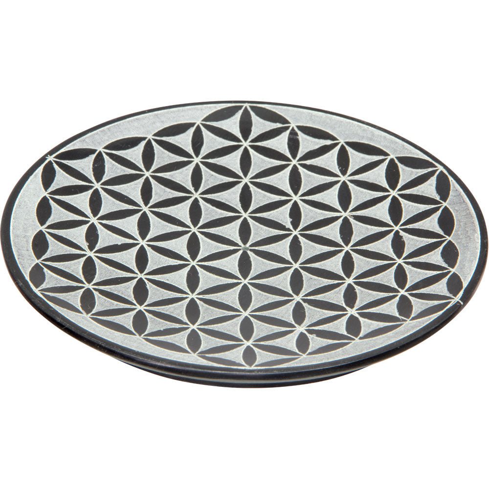 Flower of Life Soapstone Offering Bowl, Offering Plate, Charging Plate - Sabbat Box