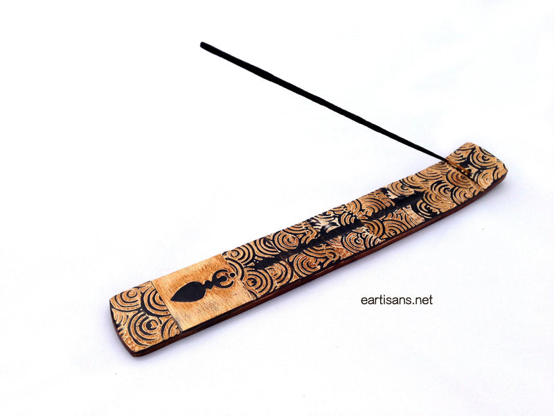 Horn and Wood Hand Carved Goddess Stick Incense Holder
