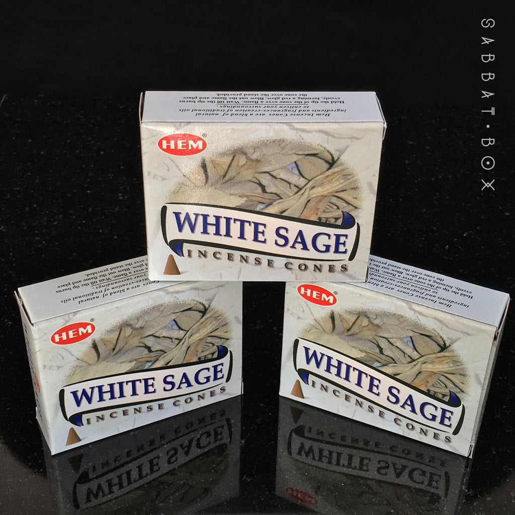 White Sage Cone Incense by HEM 10 Pack