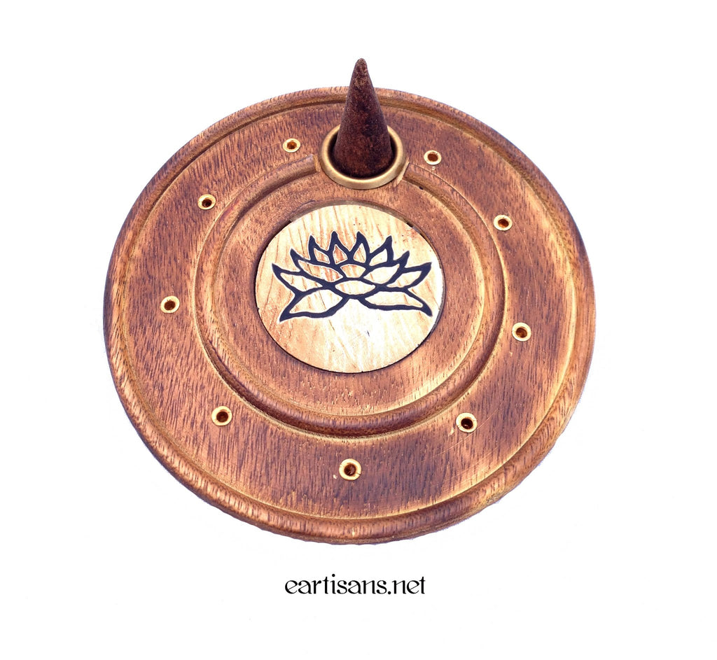 Round Lotus Stick and Cone Incense Burner Plate