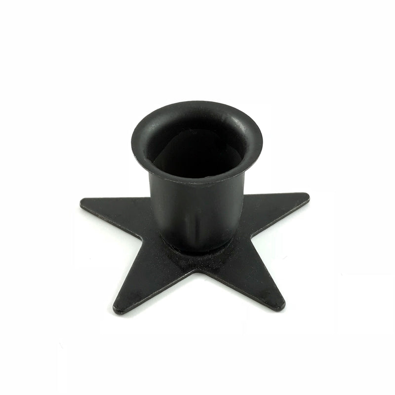 Black Pentagram Star Taper Candle Holders - Sabbat Box