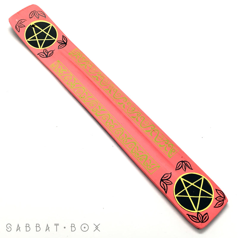Pink Hand Painted Pentacle Stick Incense Ash Catcher