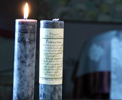 Protection Blessed Herbal Pillar Candle