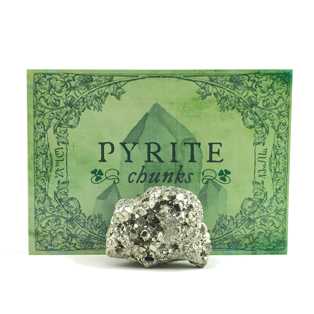Pyrite Chunk Crystal Set w/Info Card and Bag - Sabbat Box
