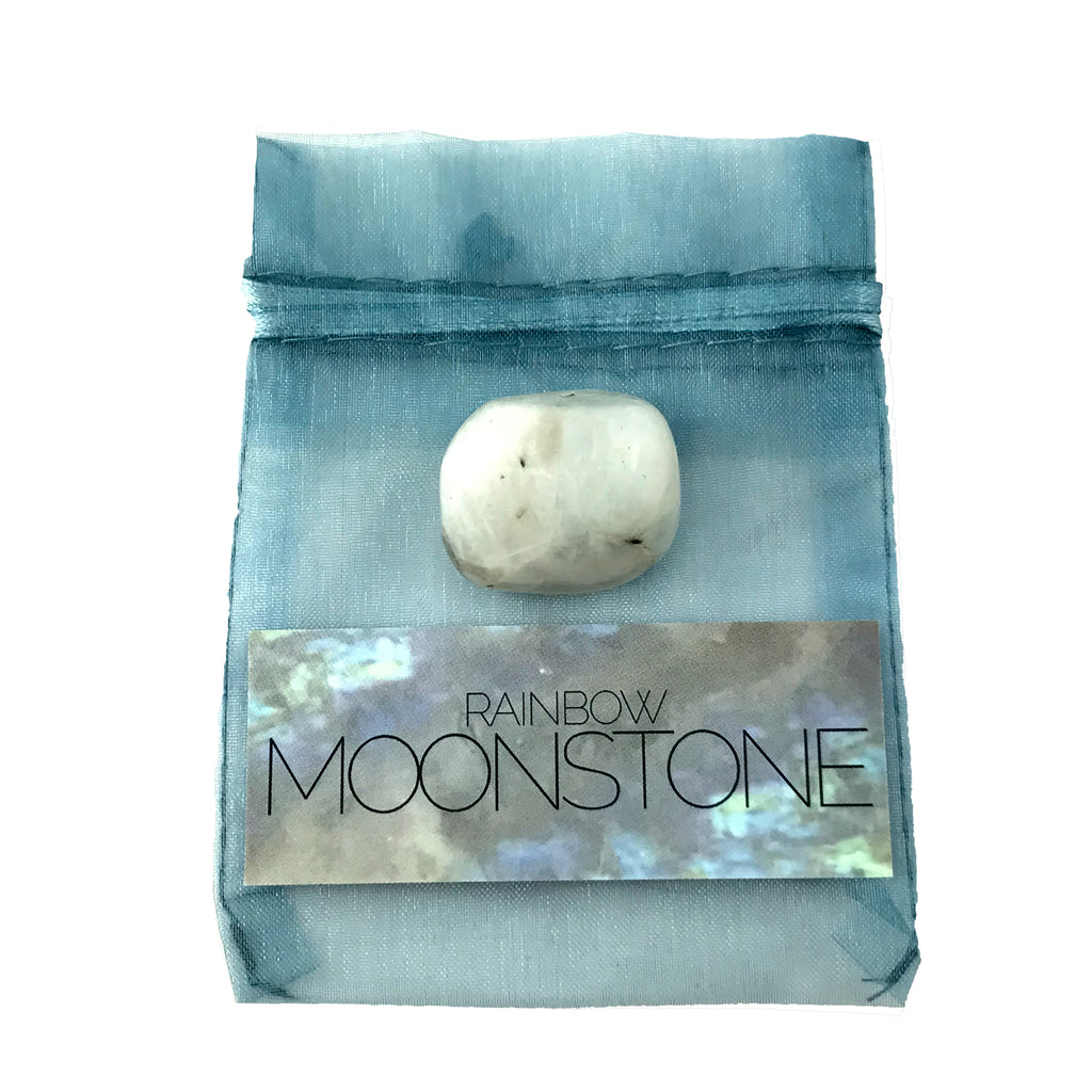 Rainbow Moonstone Crystal Set With Info Card and Bag - Sabbat Box