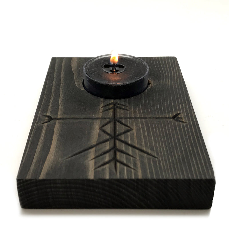 Home Protection Bind Rune Tealight Altar Candle Holder By Oreamnos Oddities - Sabbat Box