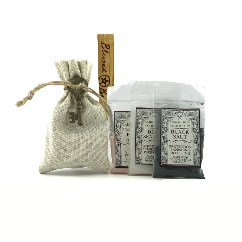The Witches’ Hearth Sacred Salt Kit w/Laser Etched Palo Santo
