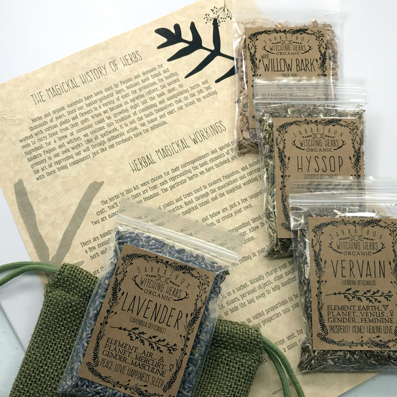 Sabbat Box Wiccan Herb Kit With Parchment and Jute Bag