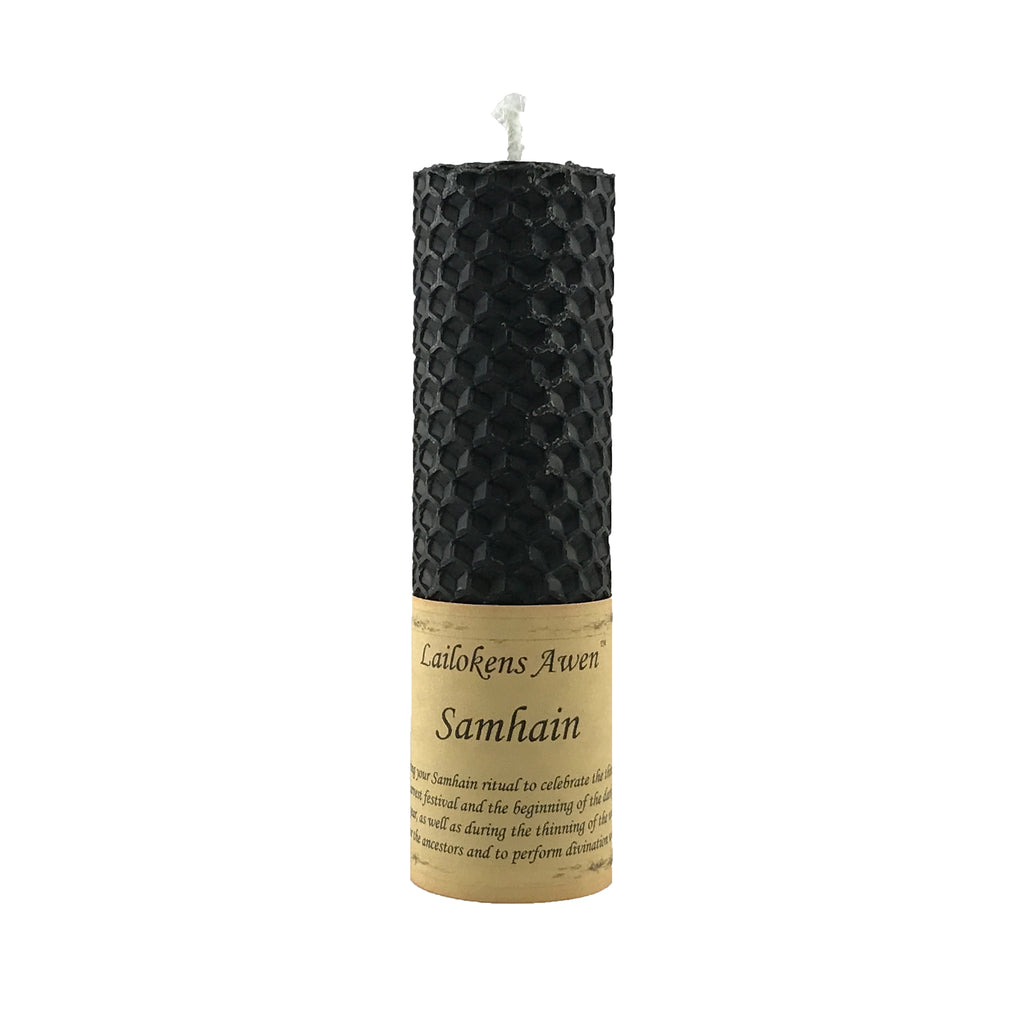 Samhain Black Beeswax Spell Candle By Lailoken's Awen