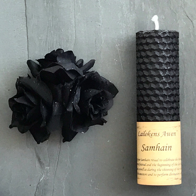 Samhain Black Beeswax Spell Candle