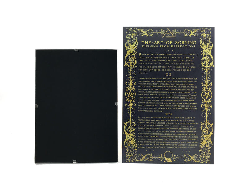 Frameless Scrying Mirror Set With Info Guide and Velvet Bag - By Blue Moon Broom Brush and Besom - Sabbat Box