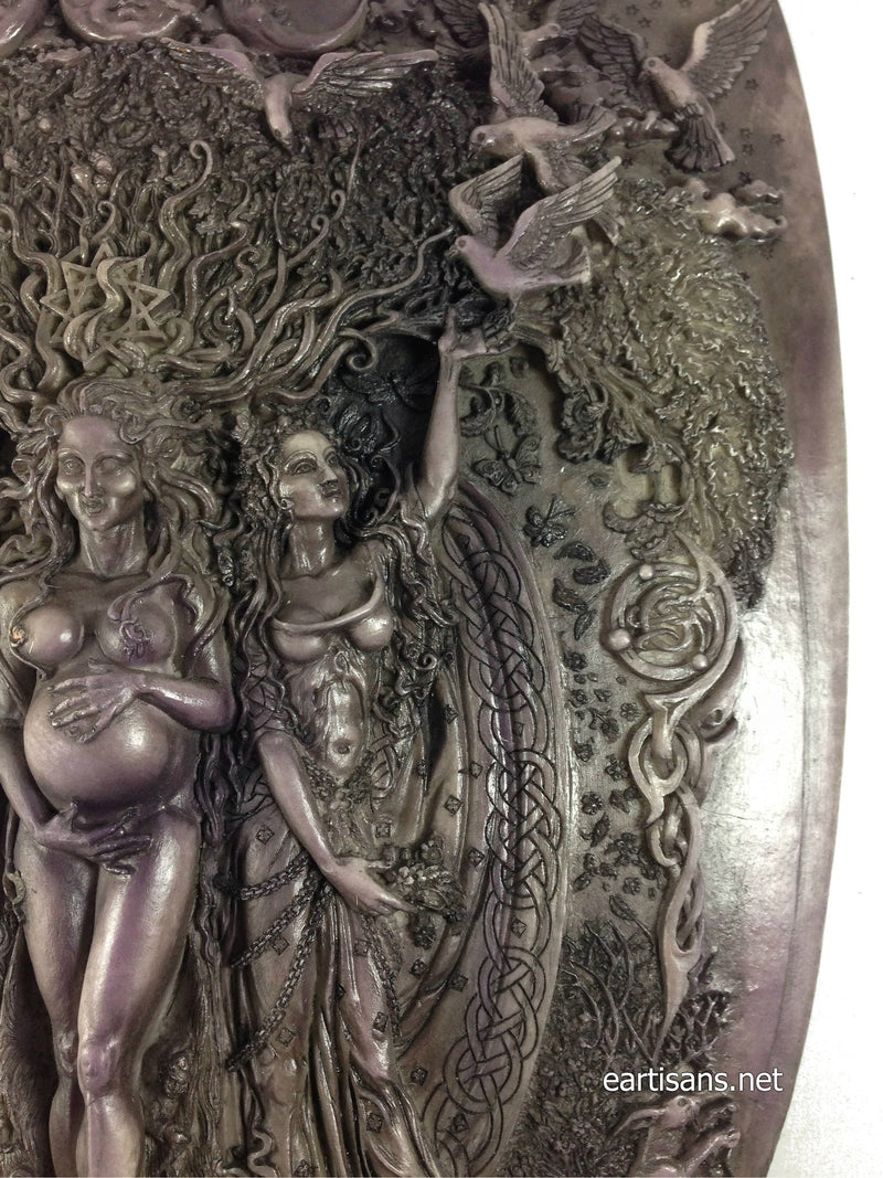 triple goddess plaque stone finish