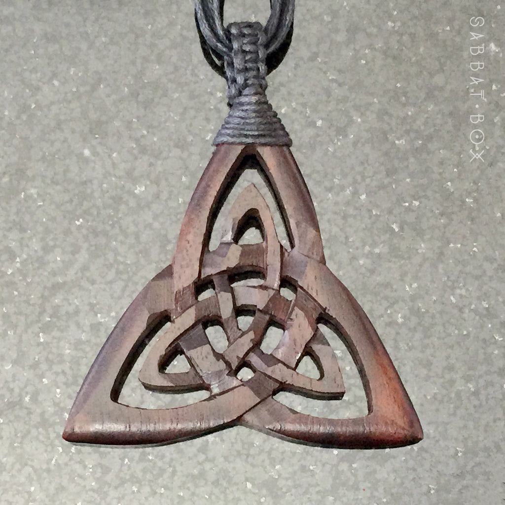 Triquetra Hand Carved Wood Necklace