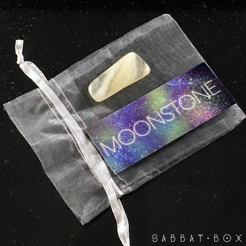 Moonstone set with info card and organza bag