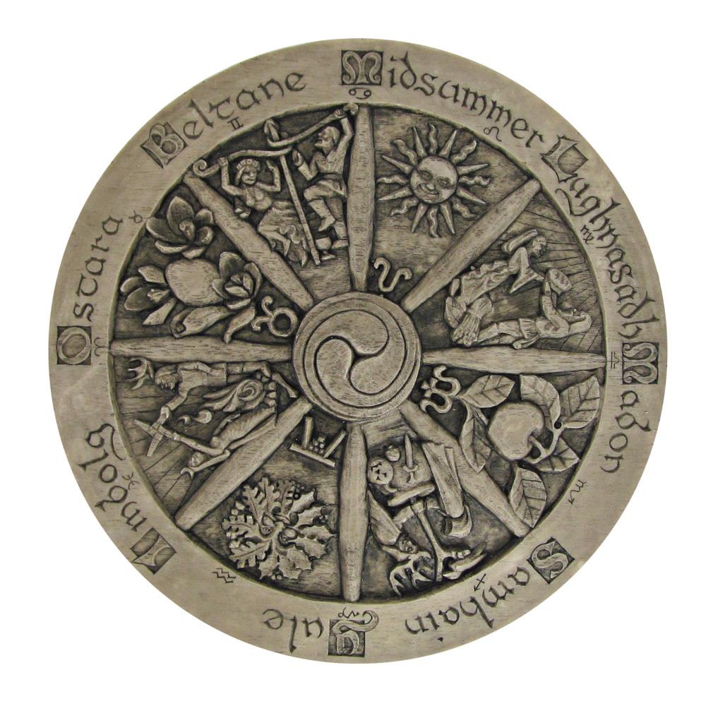 Wheel of the Year Plaque Stone Finish - Eclectic Artisans Wiccan Supplies Store