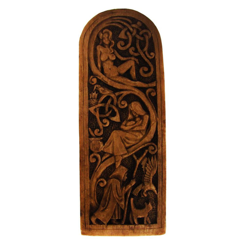 Wiccan Moon Goddess Statue - Wood Finish - Back Side