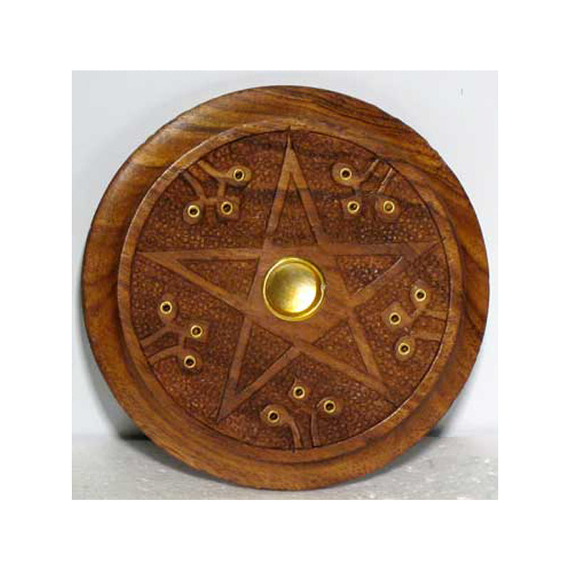 Wooden Pentacle Stick Incense Ash Catcher and Cone Burner
